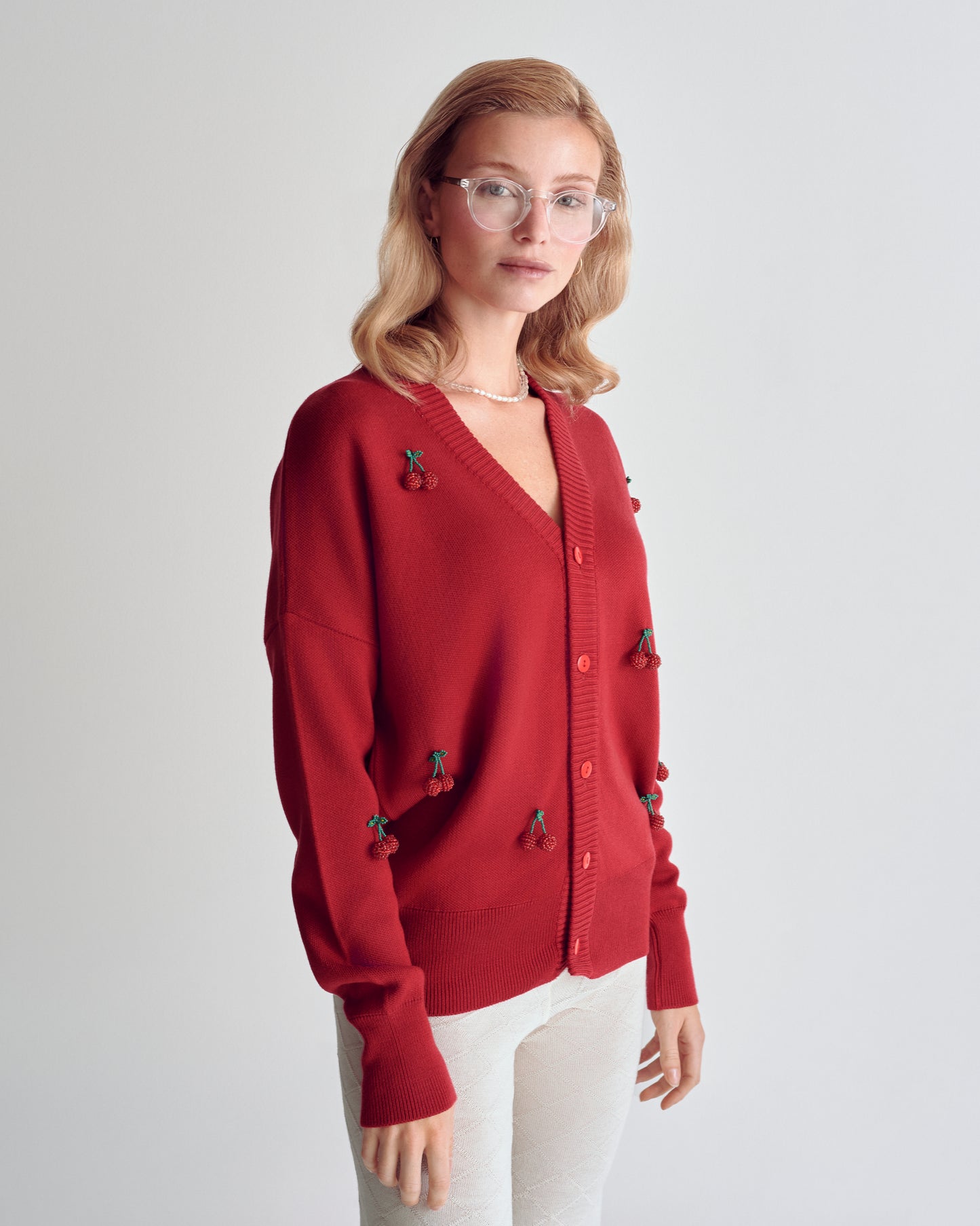 CARDIGAN VELVET CHERRY