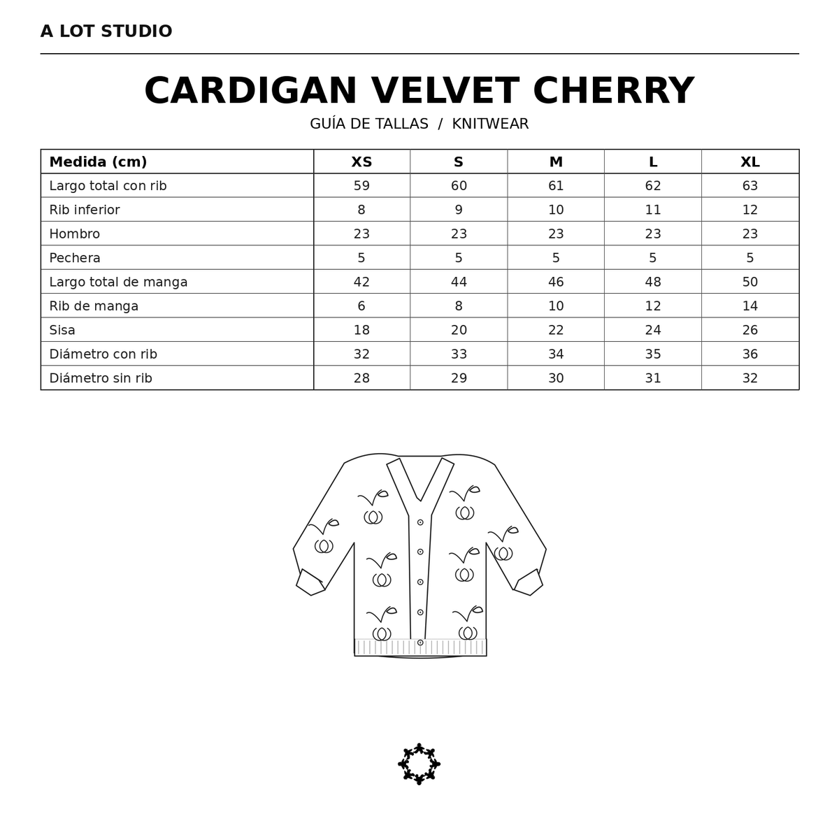 Guía de tallas CARDIGAN VELVET CHERRY
