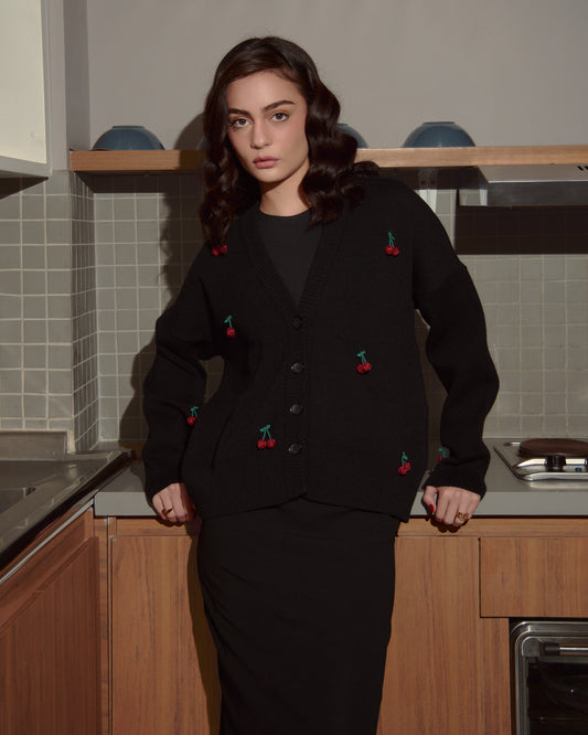 CHERRY CARDIGAN BLACK