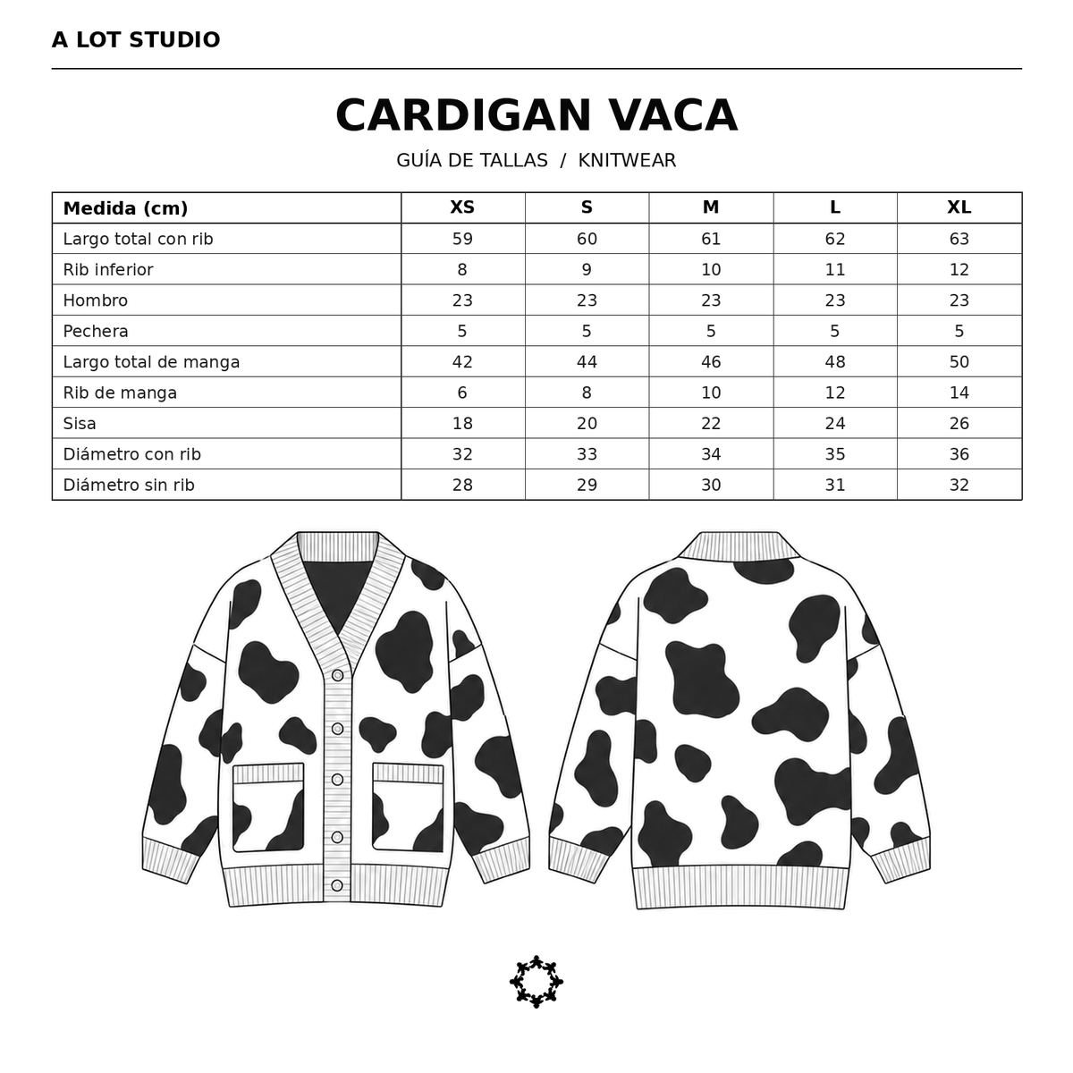 Guía de tallas CARDIGAN VACA