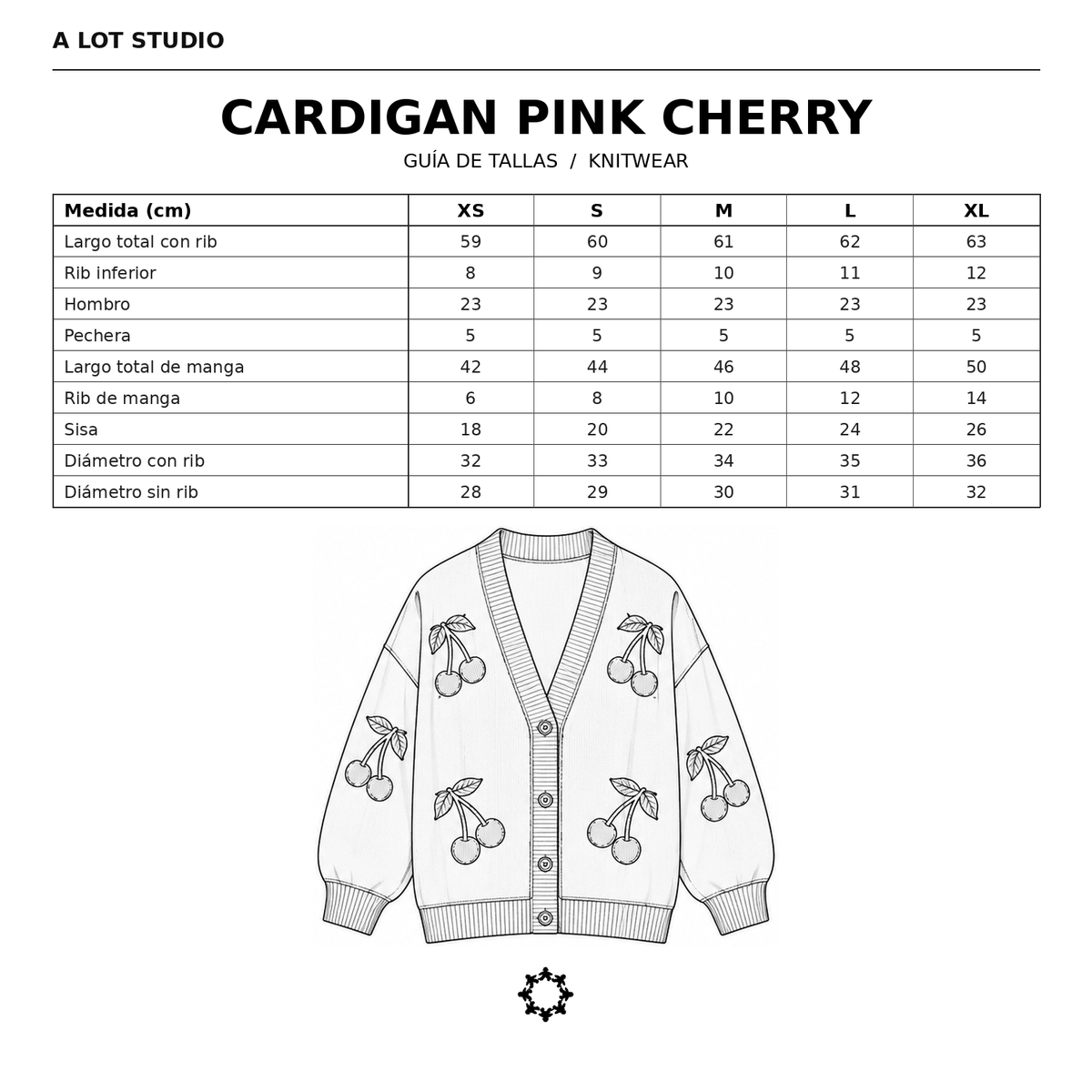 Guía de tallas CARDIGAN PINK CHERRY